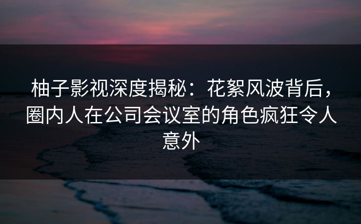 柚子影视深度揭秘：花絮风波背后，圈内人在公司会议室的角色疯狂令人意外