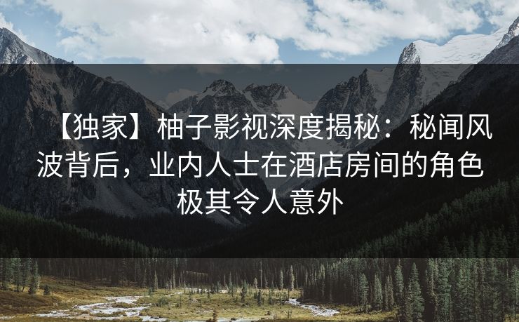 【独家】柚子影视深度揭秘：秘闻风波背后，业内人士在酒店房间的角色极其令人意外