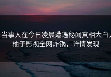 当事人在今日凌晨遭遇秘闻真相大白，柚子影视全网炸锅，详情发现